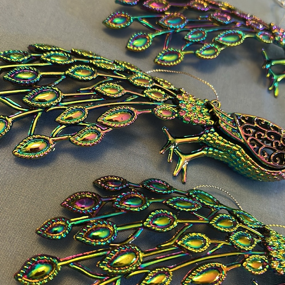 Gisela Graham Peacock Hanging Ornaments Decorations Lot of Three (3) - Picture 10 of 15